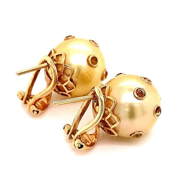 South Sea Pearl Sapphire Earrings 14k Gold 11.33 mm Certified $5,950 113478 - Picture 14 of 16